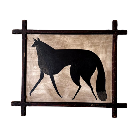 Tabby Booth Painting FOX in Antique Wood Frame