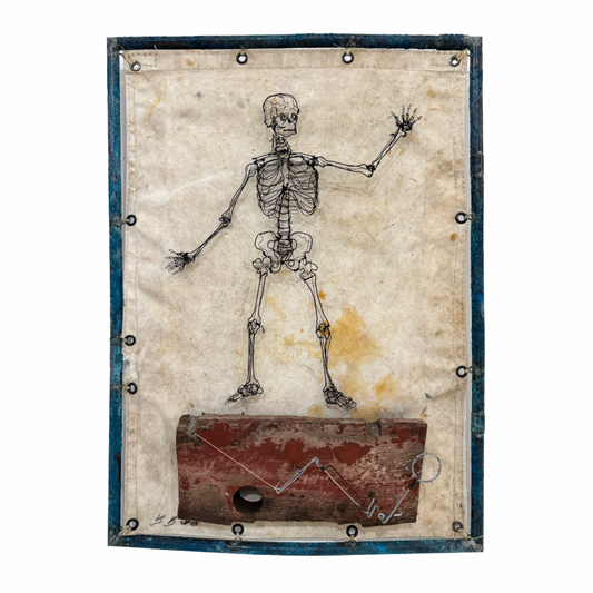 Ben Baker 'Skeleton' Wire Mixed Automata on Canvas