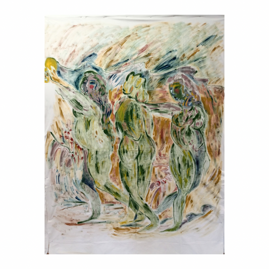 Chloe Bonfield Original Painting On Vintage Bed Linen