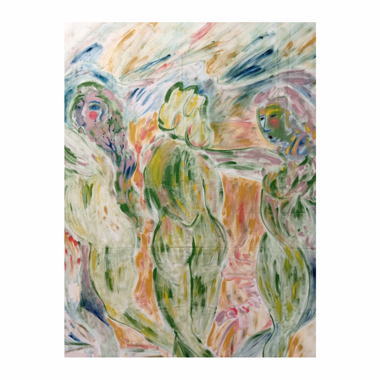 Chloe Bonfield Original Painting On Vintage Bed Linen