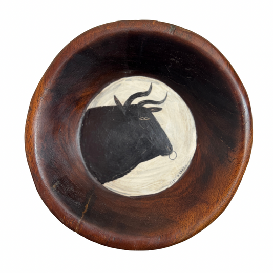 Tabby Booth Painting HOLY COW in Antique Wood Bowl Frame