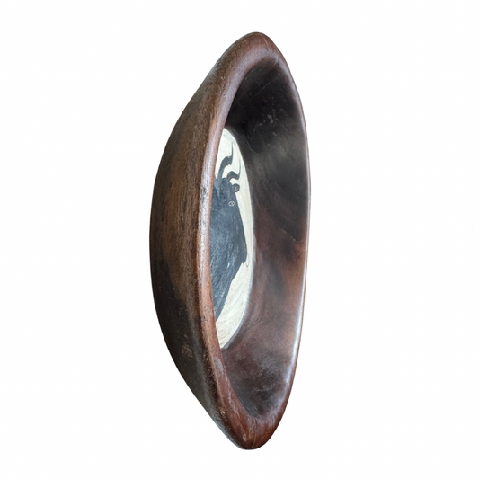 Tabby Booth Painting HOLY COW in Antique Wood Bowl Frame