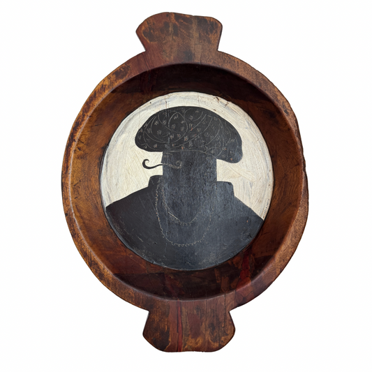 Tabby Booth Painting THE GENTLEMAN in Antique Wood Bowl Frame