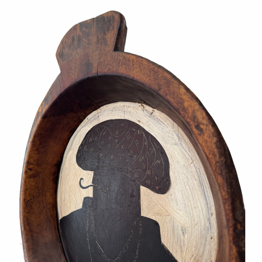 Tabby Booth Painting THE GENTLEMAN in Antique Wood Bowl Frame