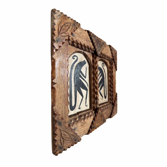 Tabby Booth Painting MONKEY LOVE in Rare Antique Wood Frame