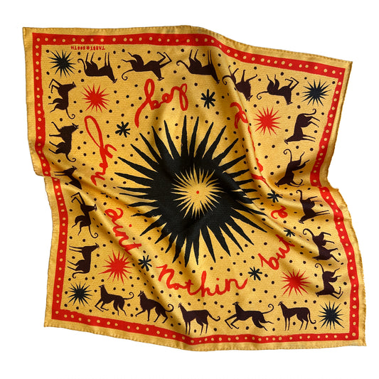 Tabby Booth Hermes Quality 100% Silk Hound Dog Scarf