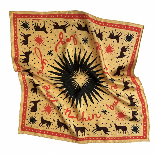 Tabby Booth Hermes Quality 100% Silk Hound Dog Scarf