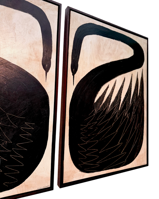 Tabby Booth Pair of Original SWANS Paintings