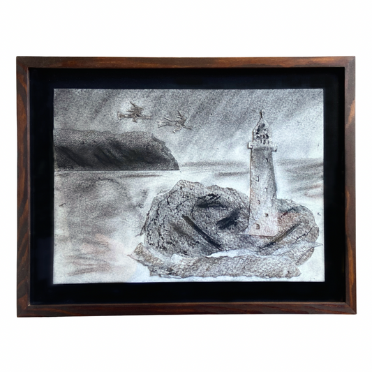Charlie Barnett Original Framed Charcoal Drawing