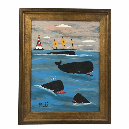 Steve Camps Original Framed Whale Painting