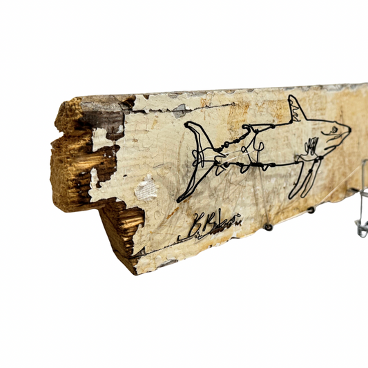 Ben Baker 'Shark' Wire Mixed Automata on Wood
