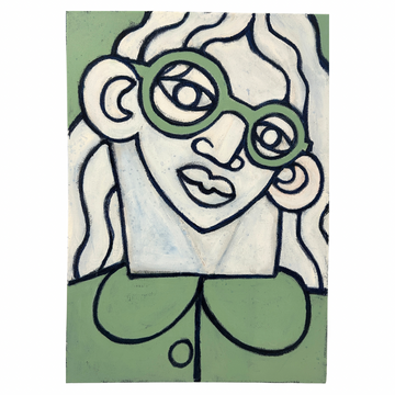 Vaughan Baker Original Painting on Canvas • Girl W/ Glasses