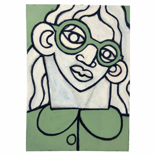 Vaughan Baker Original Painting on Canvas • Girl W/ Glasses