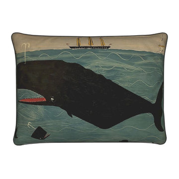 Steve Camps Cotton-Linen Whale Rectangle Cushion