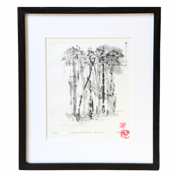 Clementine Neild Original Monotype in Frame • Trebah Sketchbook: Bamboo 2