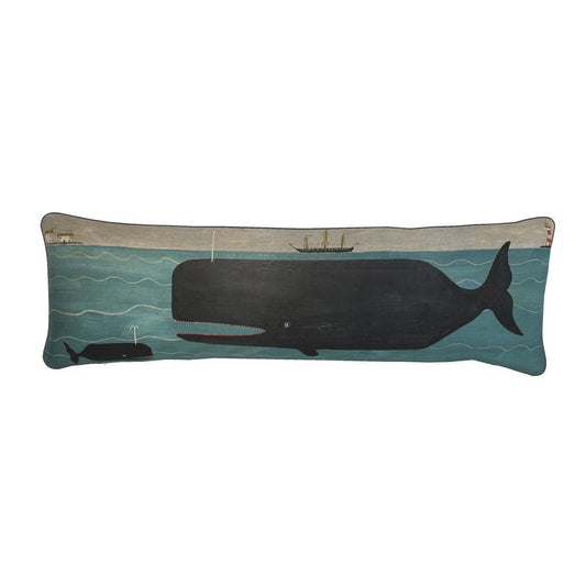 Large Steve Camps Cotton-Linen Whale Bolster Cushion