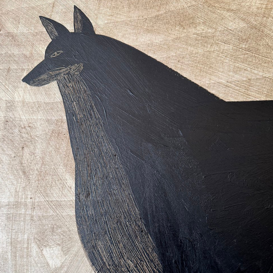 Tabby Booth Painting FOX in Antique Wood Frame