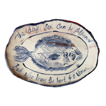 Eloise Rose Handmade Terracotta Platter • The Deep Sea Can Be Fathomed But Who Knows The Heart Of A Woman