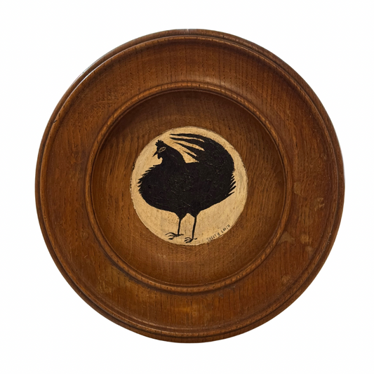 Tabby Booth Painting 'Chicken' in Antique Church Collection Bowl