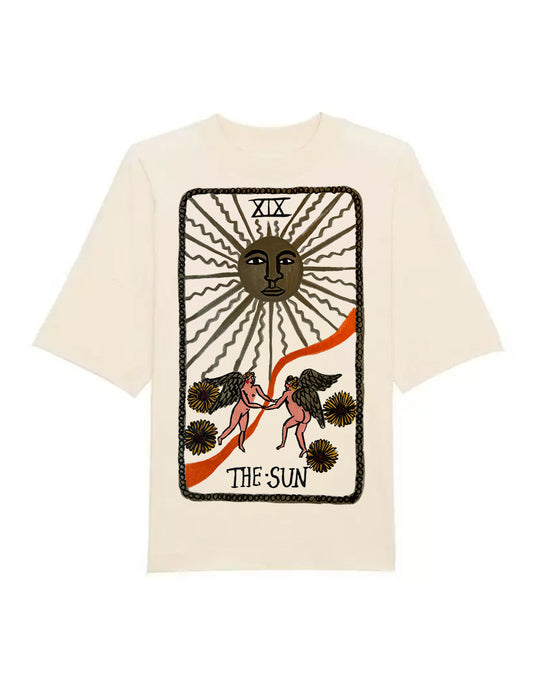 Tabby Booth Off-White Short Sleeve Sun Tarot Tshirt