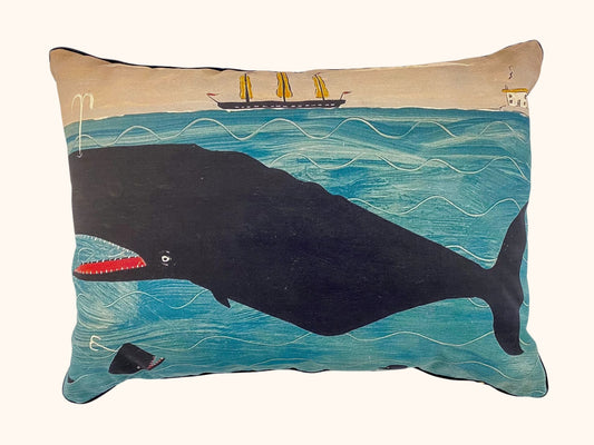 Large Steve Camps Cotton-Linen Whale Rectangle Cushion