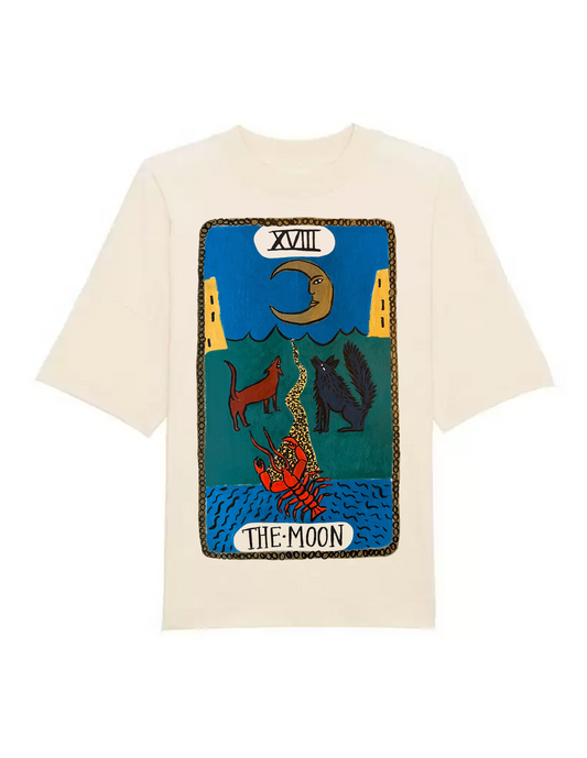 Tabby Booth Off-White Short Sleeve Moon Tarot Tshirt