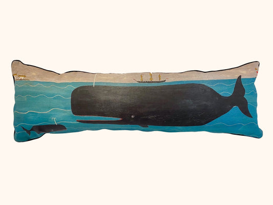 Large Steve Camps Cotton-Linen Whale Bolster Cushion