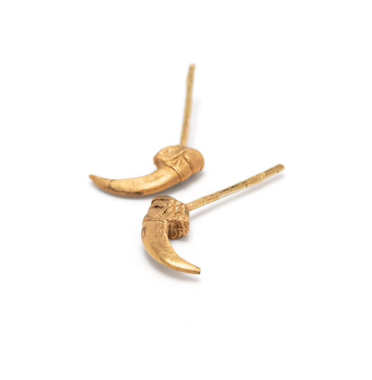 Claire English Little Scrimshaw Stud Earrings Gold