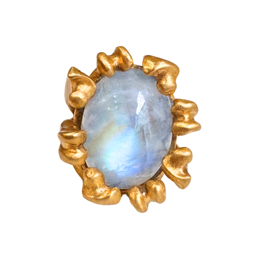 Claire English Bone Posey Gold Vermeil Moonstone Ring