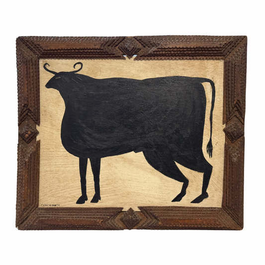 Tabby Booth Painting BULL in Vintage Frame