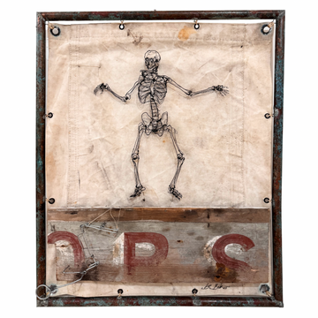 Ben Baker Original Dancing Skeleton Wire Drawing Automata On Canvas