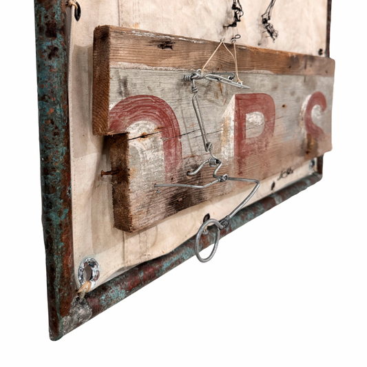 Ben Baker Original Dancing Skeleton Wire Drawing Automata On Canvas