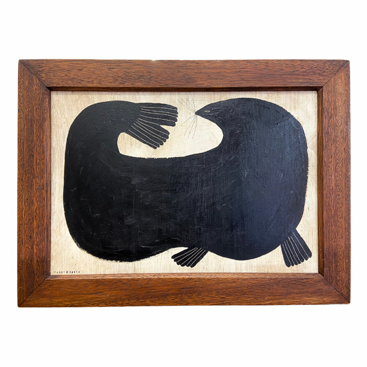 Tabby Booth Original Painting 'GREY SEAL’ In Antique Wood Frame