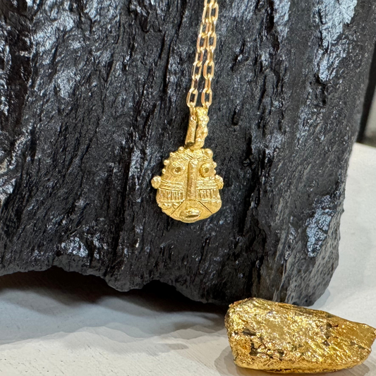 Natasha Ratcliffe Hand Crafted Solid 18ct Gold ‘Shocked Face’ Pendant