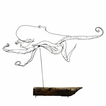 Ben Baker Octopus Wire Drawing On Plinth
