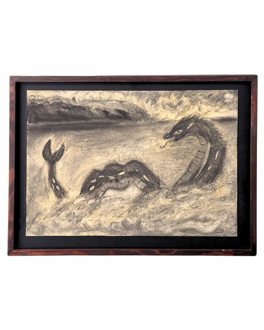 Charlie Barnett Original Framed Charcoal Drawing
