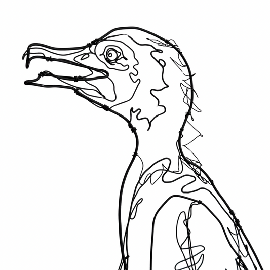Ben Baker Bird Wire Drawing On Plinth • Large Cormorant