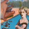 Chris Bruce Original Acrylic Painting • :ool Scene with Volcano