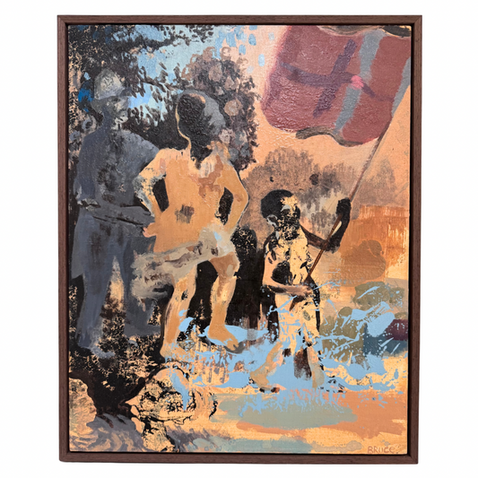 Chris Bruce Original Acrylic Painting • Boy with a Flag