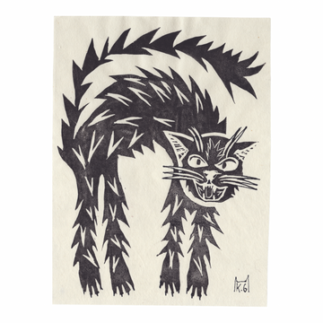 Katy Gusterson Original ‘Scaredy Cat’ Lino Print
