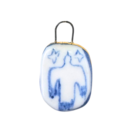 Eloise Rose Handmade Ceramic 24ct Gold Rimmed Pendant