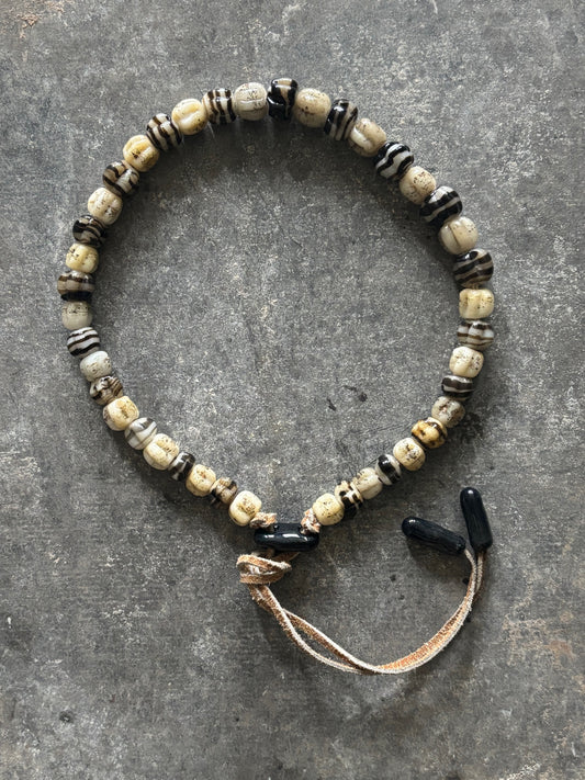 Emme Wears Handcrafted Foraged Glass Nautical Stripe and Scallop Edge Necklace