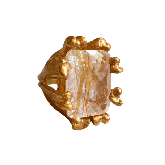 Claire English Bone Posey Gold Vermeil Venus Hair Quartz Ring