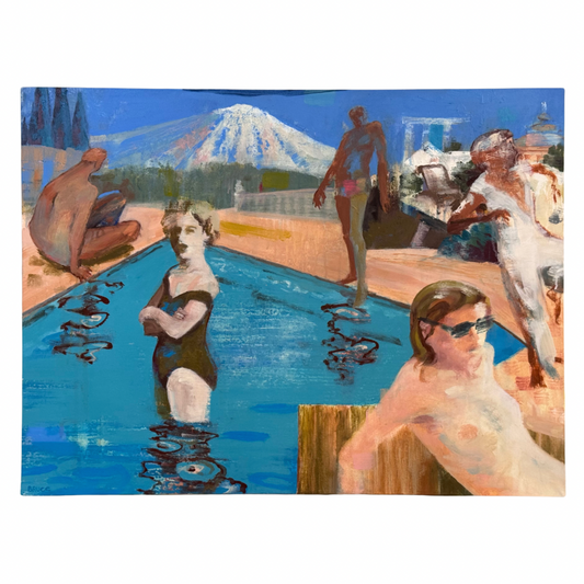 Chris Bruce Original Acrylic Painting • :ool Scene with Volcano