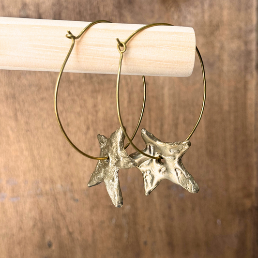 Joelle Poulos Hand Crafted Brass Star Earrings