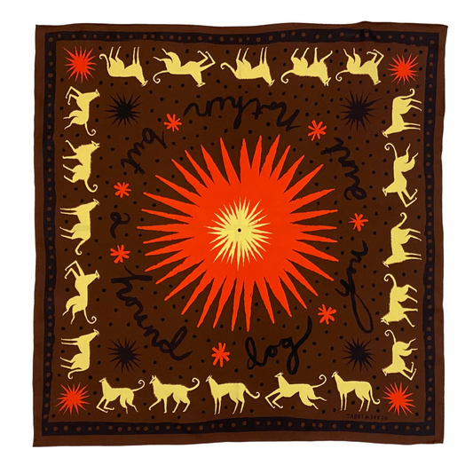 Tabby Booth 100% Silk Hound Dog Scarf