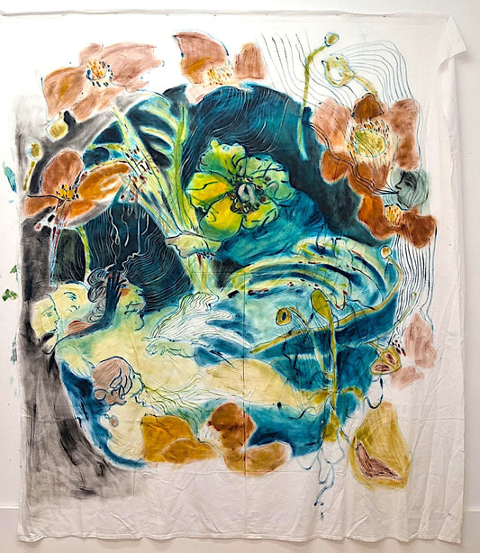 Chloe Bonfield Original Painting On Vintage Ben Linen