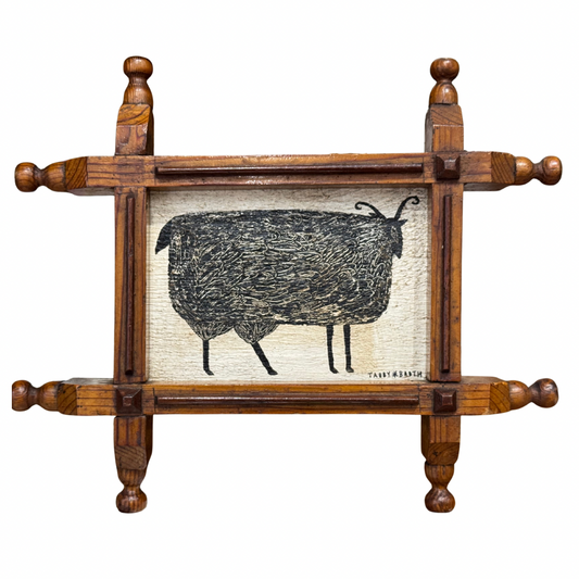 Tabby Booth Painting RAM in Antique Wood Frame