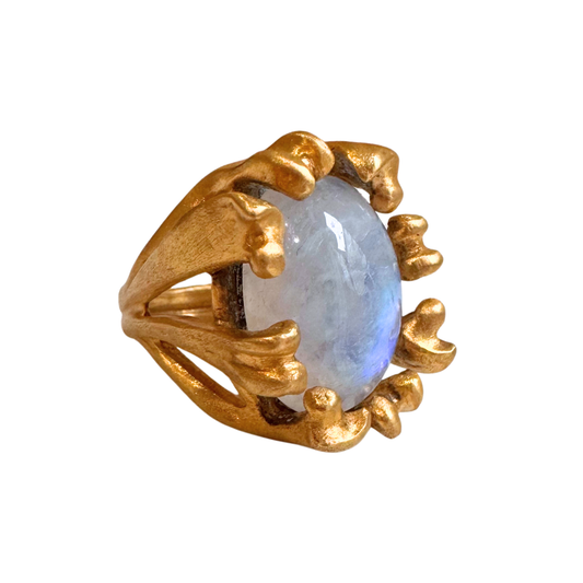 Claire English Bone Posey Gold Vermeil Moonstone Ring