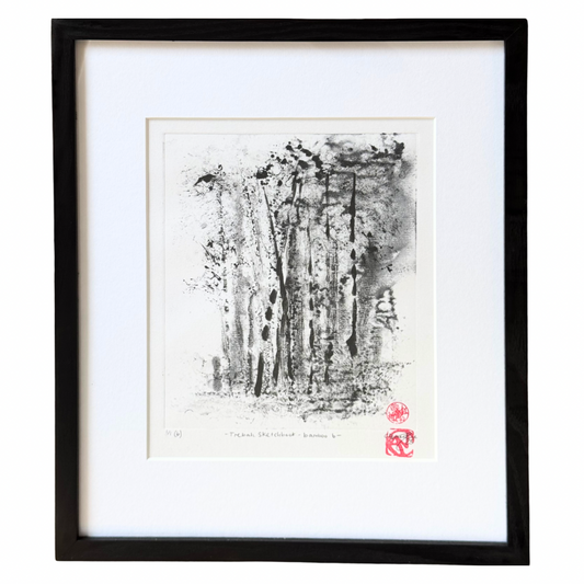 Clementine Neild Original Monotype in Frame • Trebah Sketchbook: Bamboo 6